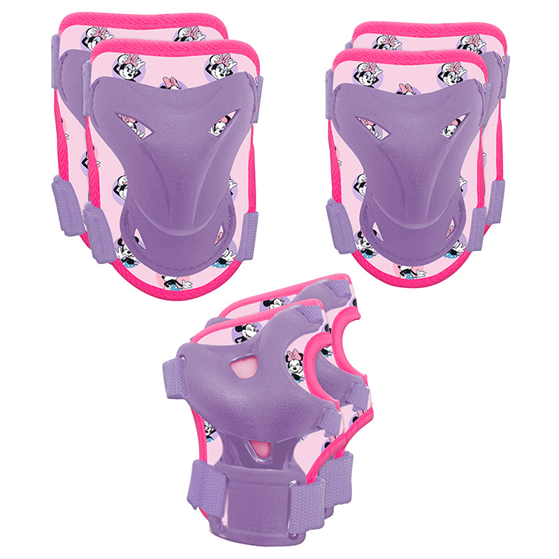 Protection Genouilleres - Coudieres Et Poignets Disney Minnie Violet-Rose (Kit 6 Pieces) Pour Vélo - Roller - Skate