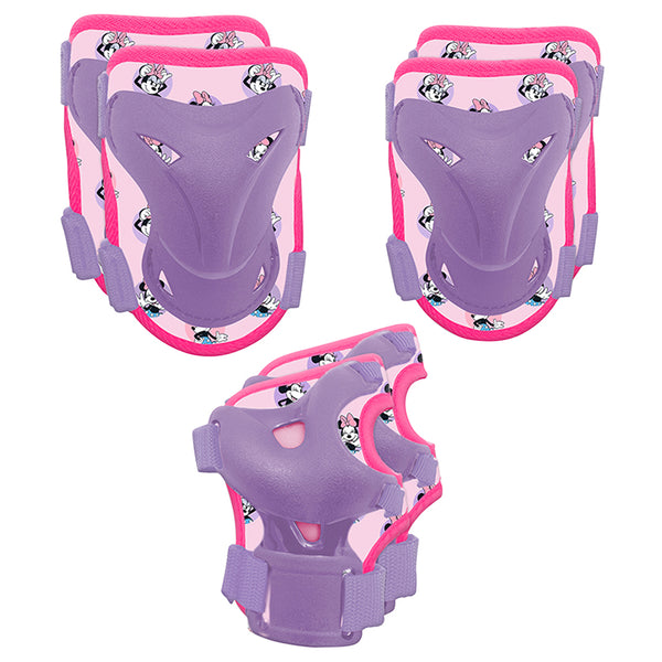 Protection Genouilleres - Coudieres Et Poignets Disney Minnie Violet-Rose (Kit 6 Pieces) Pour Vélo - Roller - Skate