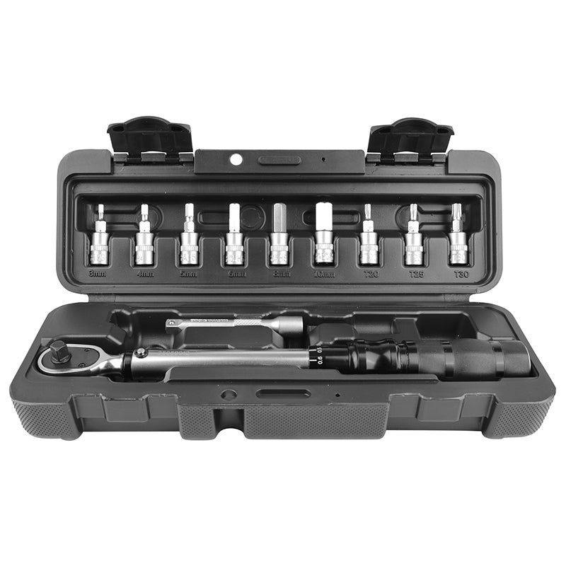Clé Dynamometrique 1-4 Serrage De 2 A 25 Nm Avec Douilles Allen (Diam De 3 À 10 mm), Torx (T20 - 25 - 30) Et Rallonge (