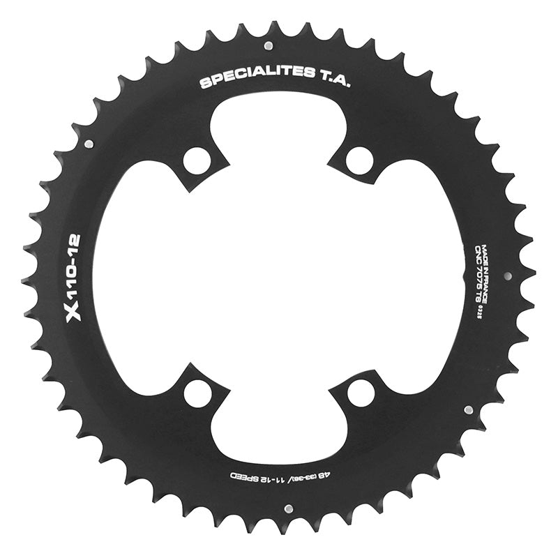 Plateau Route 4 branches Ø 110 Pour Shimano Ultegra R8100-8170 Dura-Ace R9200-9270 105 R7100 Ta X110 48 dents Extérieur Noir 12V. (Penser A Commander Le Kit Intravis Correspondant)