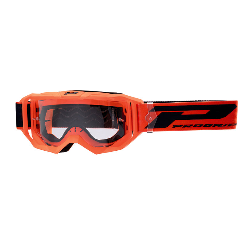Masque-Lunettes Cross Progrip 3300 Tr Vision Go Orange Fluo Mat Ecran Transparent Anti-Rayures-Anti U.V.-Anti-Buee (Homo