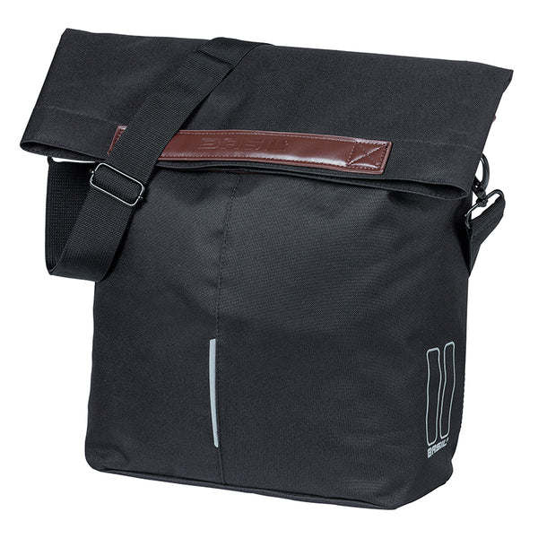 Sacoche Arrière Vélo Laterale Sac Bandouliere Basil City Shopper Noir Droit-Gauche 14-16L Fixation Mik Hooks Porte Bagag