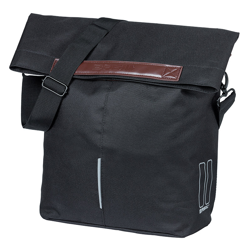 Sacoche Arrière Vélo Laterale Sac Bandouliere Basil City Shopper Noir Droit-Gauche 14-16L Fixation Mik Hooks Porte Bagage Fermeture Pliant Anti-Pluie