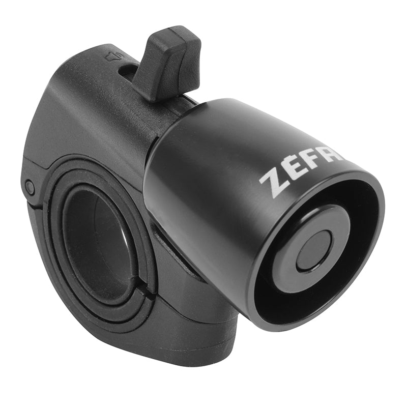 Sonnette Timbre Zefal Trail Bike Bell Debrayable Alu Noir Fixation Collier Silicone Diam 22,2 A 35 mm (Levier Mode Sonore - Muet) - Portee 80 M
