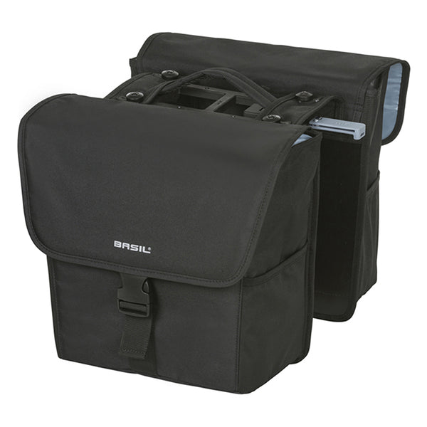 Sacoche Arrière Vélo Double Basil Go 32L Noir Fixation Velcros Sur Porte Bagage - Fixation Systeme Mik (Compatible Avec