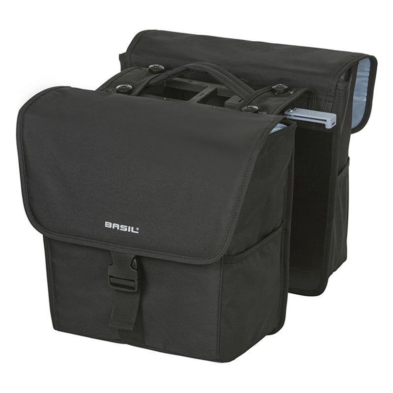 Sacoche Arrière Vélo Double Basil Go 32L Noir Fixation Velcros Sur Porte Bagage - Fixation Systeme Mik (Compatible Avec