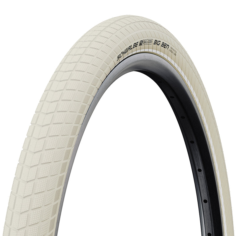 Pneu VTT Urbain - VAE 700 X 50 Schwalbe Big Ben Tr Creme (50-622) Renfort K-Guard Flanc Reflex (Twin Skin) Homologué VAE