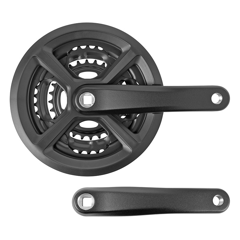 Pédalier VTT P2R 7-8V. Alu Noir 170 mm 48-38-28 Avec Pare-Chaîne (Boîtier 122 mm)