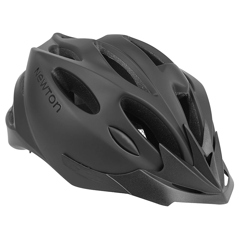 Casque Vélo Adulte Newton Route-VTT Sport Noir Mat In-Mold Fermeture Boucle Fidlock Taille 55-58 Avec Visiere Et Lock (Vendu En Boite)