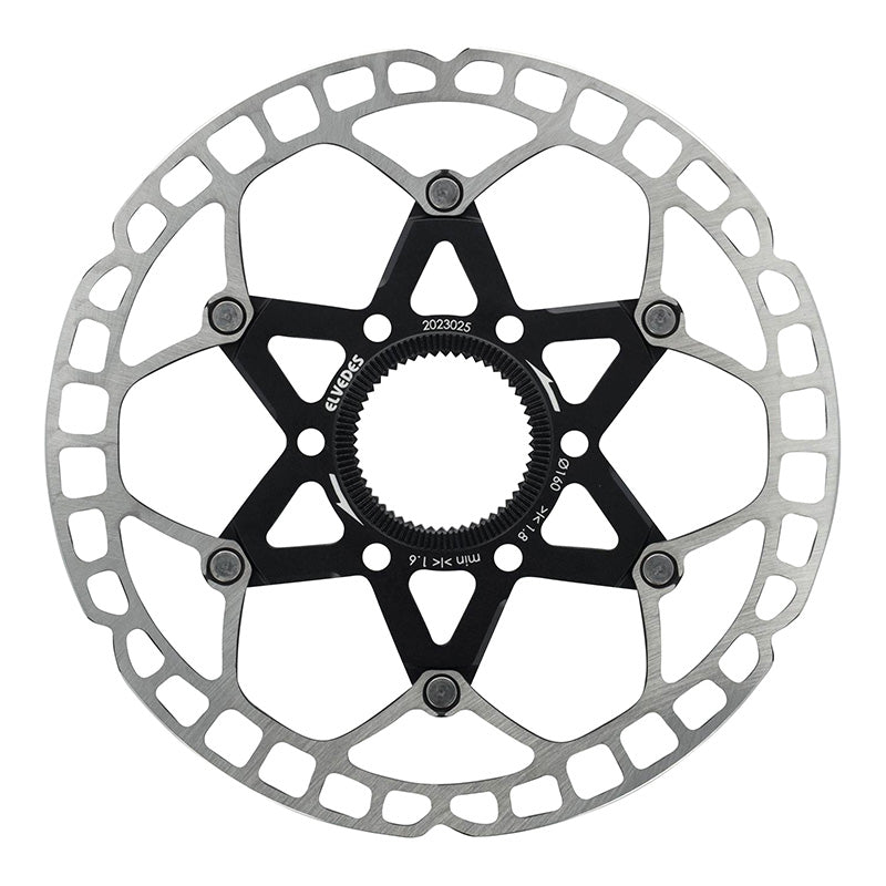 Disque De Frein Route - VTT Centerlock Elvedes 160 mm Acier Argent - Alu Noir (Ultra-Léger 117 G) -Épaisseur 1.8 mm-