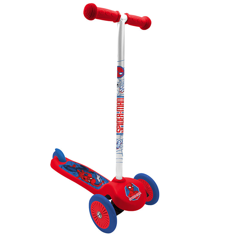 Trottinette Enfant Disney 3 Roues Spiderman Rouge Pliable Et Réglable Avec Frein Roue Arrière