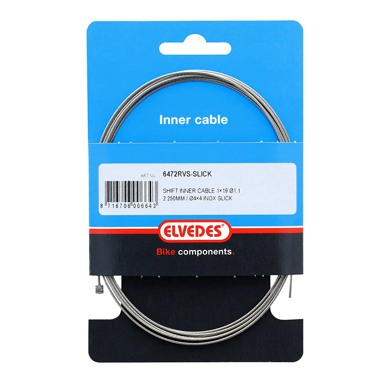 Câble De Dérailleur Elvedes INOX Slick D1.1 mm L2,25M Compatible Shimano-Sram (Vendu A L'Unite Sur Carte)