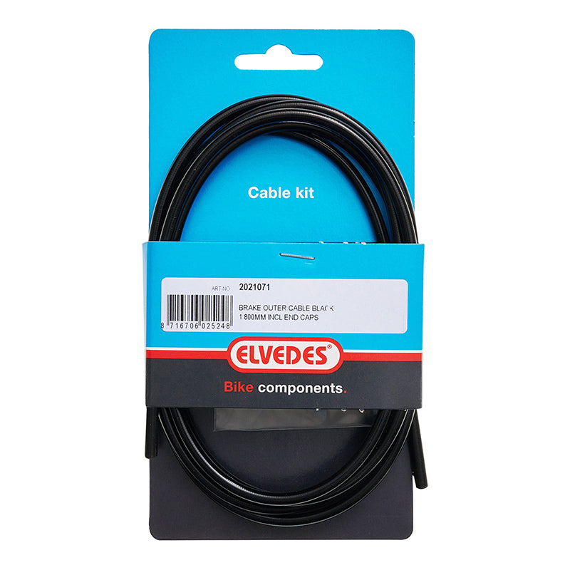 Gaine De Frein Elvedes Noir 4,9 mm L1,80M (Vendu A L Unite Sur Carte) -Inclus 2 Ferrules-