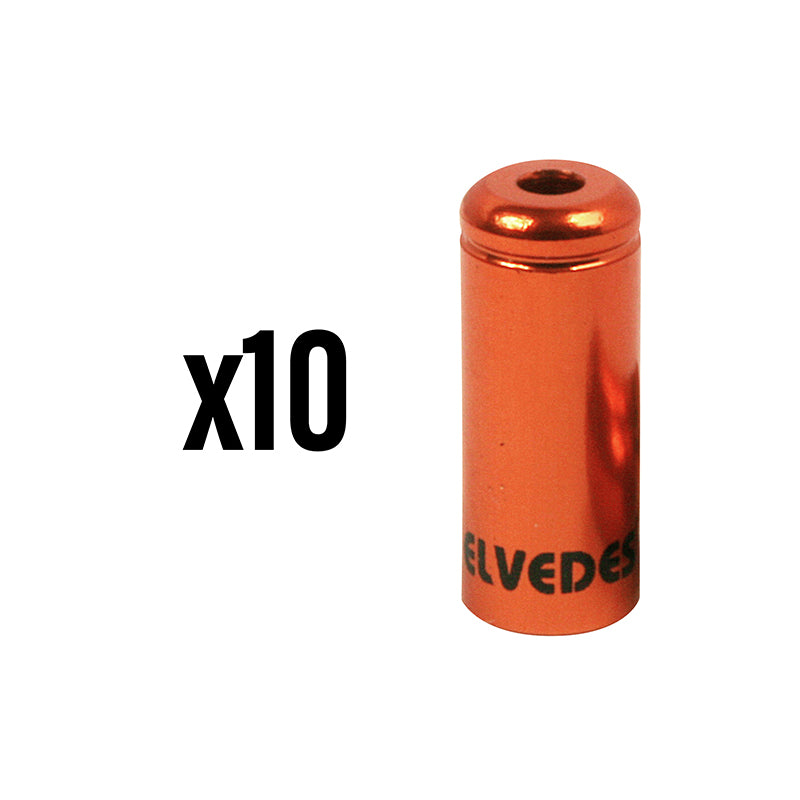 Embout De Gaine De Frein 5 mm Alu Orange Étanche (Vendu Par 10) -Elvedes-