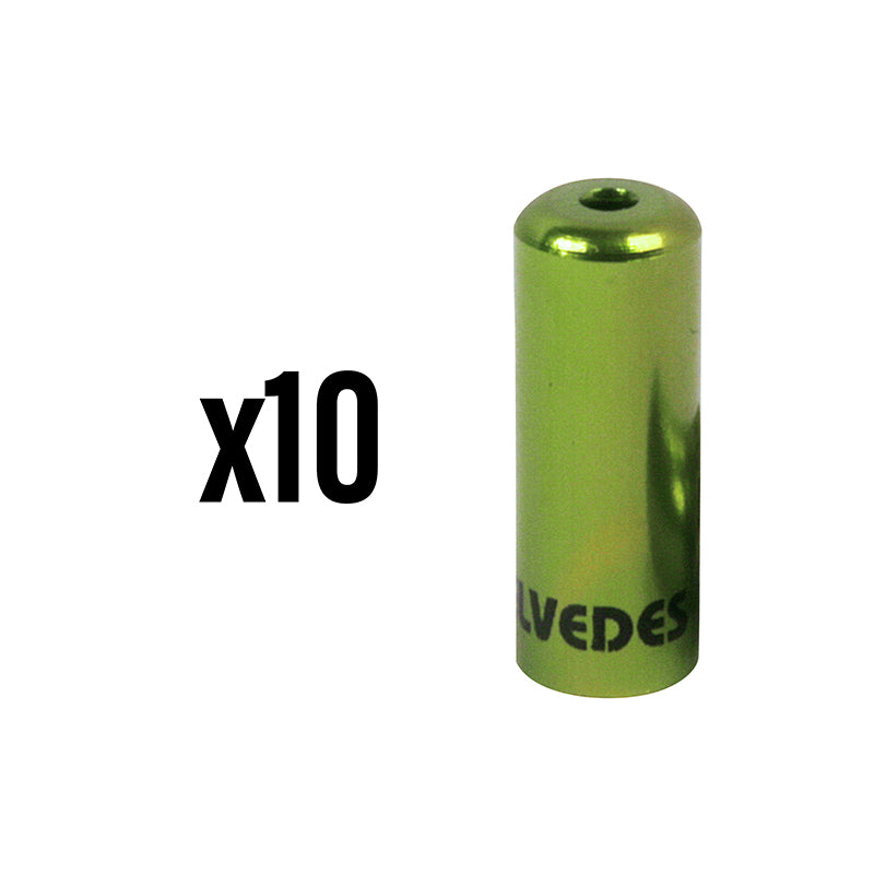 Embout De Gaine Dérailleur 4,3 mm Alu Vert Étanche (Vendu Par 10) -Elvedes-