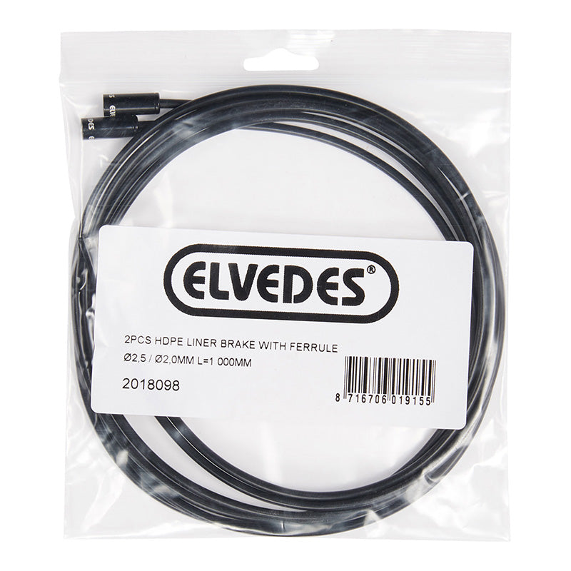 Liner Elvedes Noir Pour Passage Intégré Des Câbles De Frein Diam 2 - 2,5 mm L 750 mm (Vendu Par 2) -Inclus Embout De Gaine-