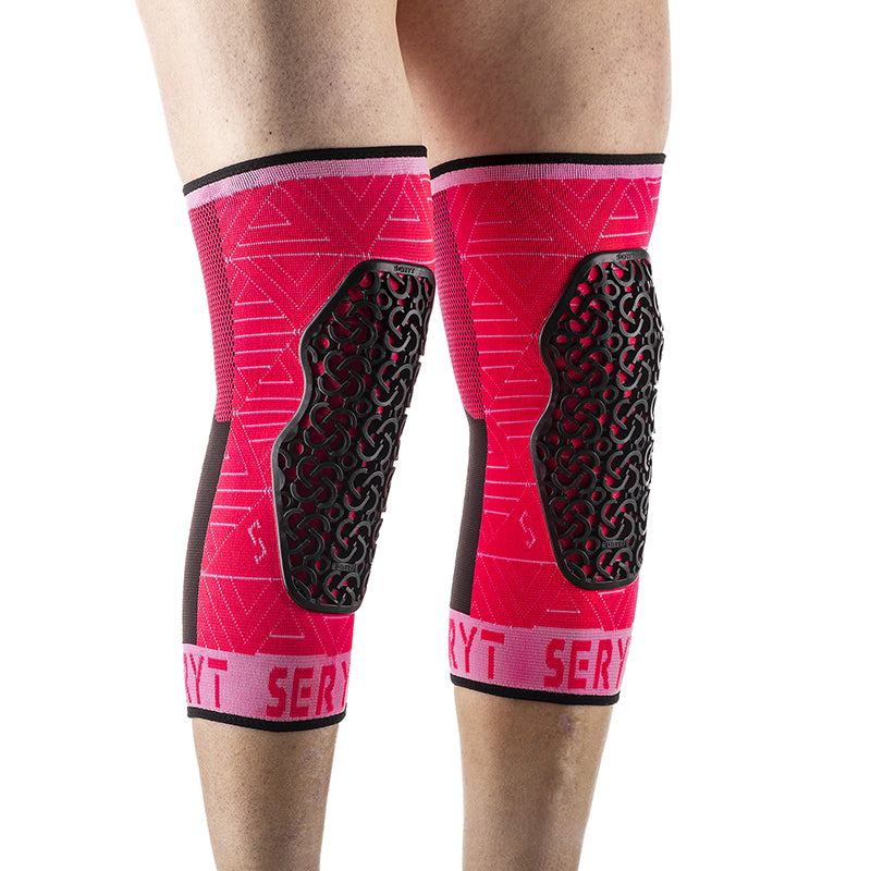 Protection Genouilleres VTT Seryt Flow Cosmic Antibacterien, Antiderapante, Sans Couture Rose L-XL (Vendu A La Paire) 300 G -Ce En 1621.1 Niveau 1-