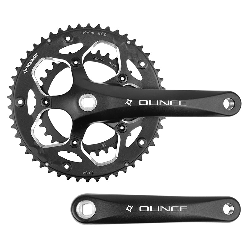 Pédalier Route 9-10V. Noir Compact 170 mm 34-50 -Selection P2R- (Boîtier 110 mm)