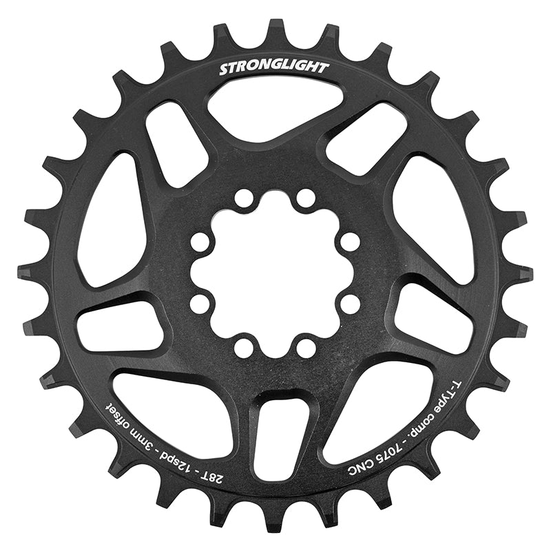 Plateau VTT Direct Mount 8 Trous Pour Sram Sx-Nx-Gx Stronglight Mono Alu Noir 28 dents - 12V. Narrow Wide (Deport 3 mm)
