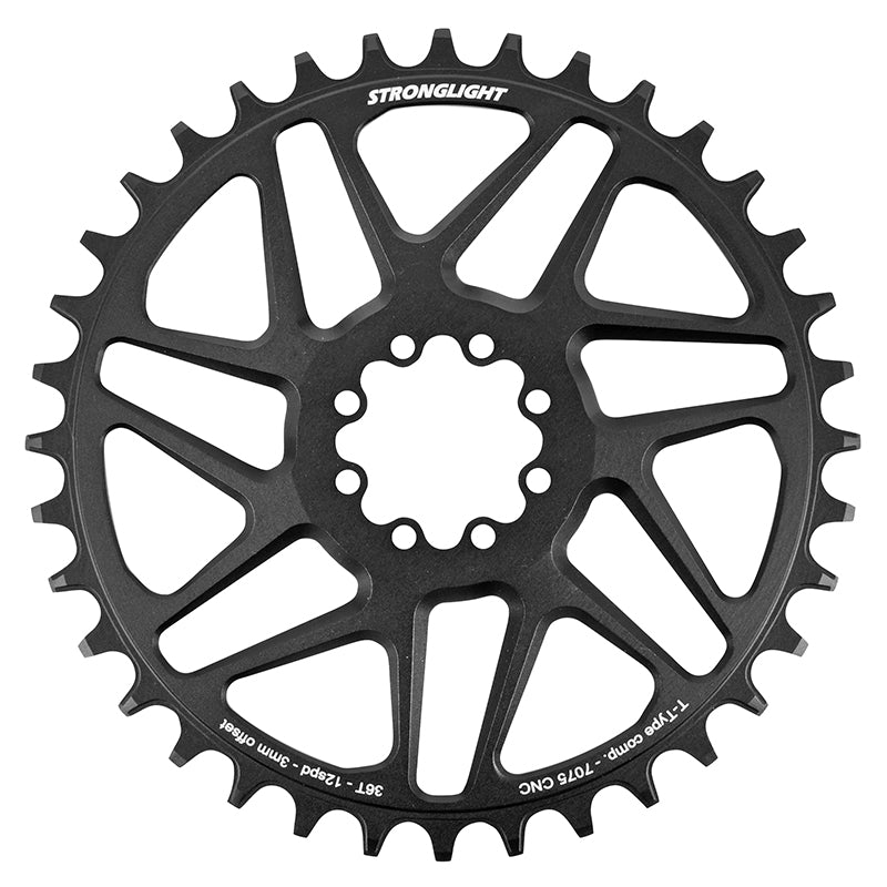 Plateau VTT Direct Mount 8 Trous Pour Sram Sx-Nx-Gx Stronglight Mono Alu Noir 36 dents - 12V. Narrow Wide (Deport 3 mm)