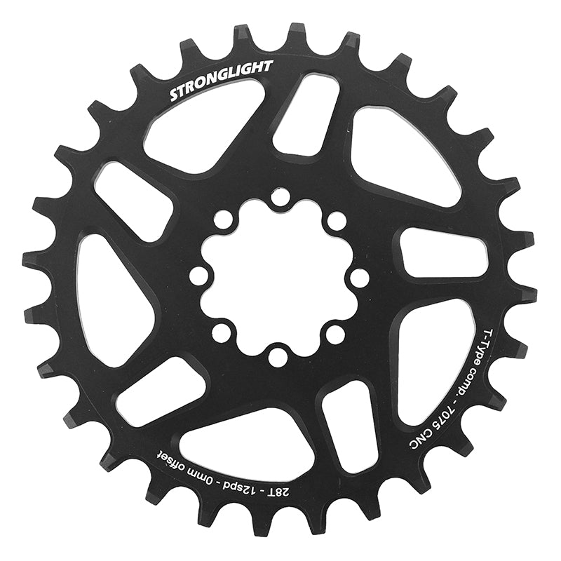 Plateau VTT Direct Mount 8 Trous Pour Sram Sx-Nx-Gx Stronglight Mono Alu Noir 28 dents - 12V. Narrow Wide
