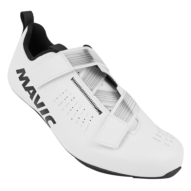 Chaussure Route Mavic Aksium Strap Blanc 38 Serrage Velcro Fixation 3 Points Compatible Look-Shimano (Paire)