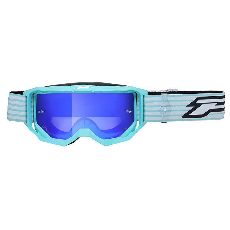 Masque-Lunettes Cross Progrip 3300 Fl Vision Go Multilayered Vert D'Eau Ecran Miroir Bleu Anti-Rayures-Anti U.V.-Anti-Buee (Homologué Ce-En-N° Ac-96025 Rev.2)