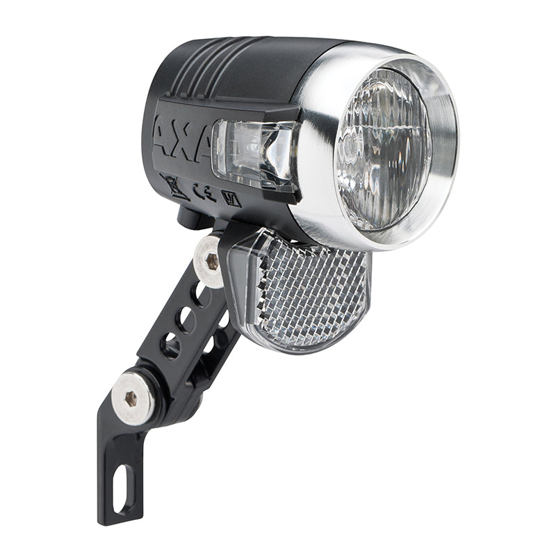 Éclairage Vélo VAE - E-Bike Avant Sur Fourche Axa Blueline 6-12V 50Lux (38 mm) Noir Compatible Dynamo - Pour Voir A 70M Et Visible A 4Kms