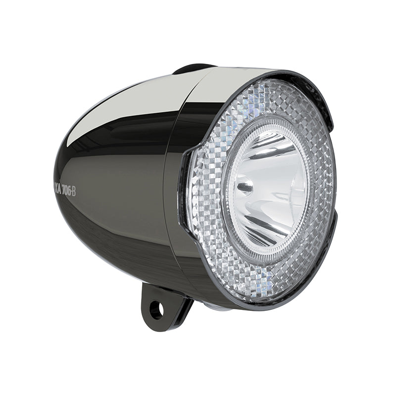 Éclairage Vélo A Pile Avant Sur Garde-Boue - Patte Axa Classic 706 LED 15 Lux Noir Avec Interrupteur Livre Avec 3 Piles