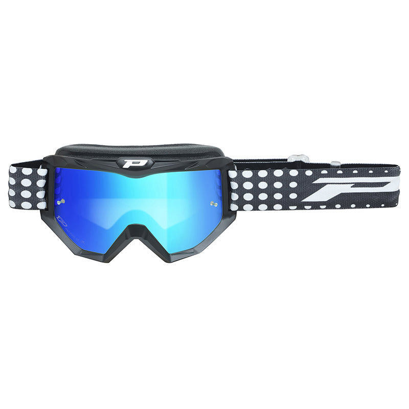 Masque-Lunettes Cross Progrip 3201 Fl Atzaki Multilayered Noir Mat Ecran Miroir Bleu Anti-Rayures-Anti U.V. Compatible A