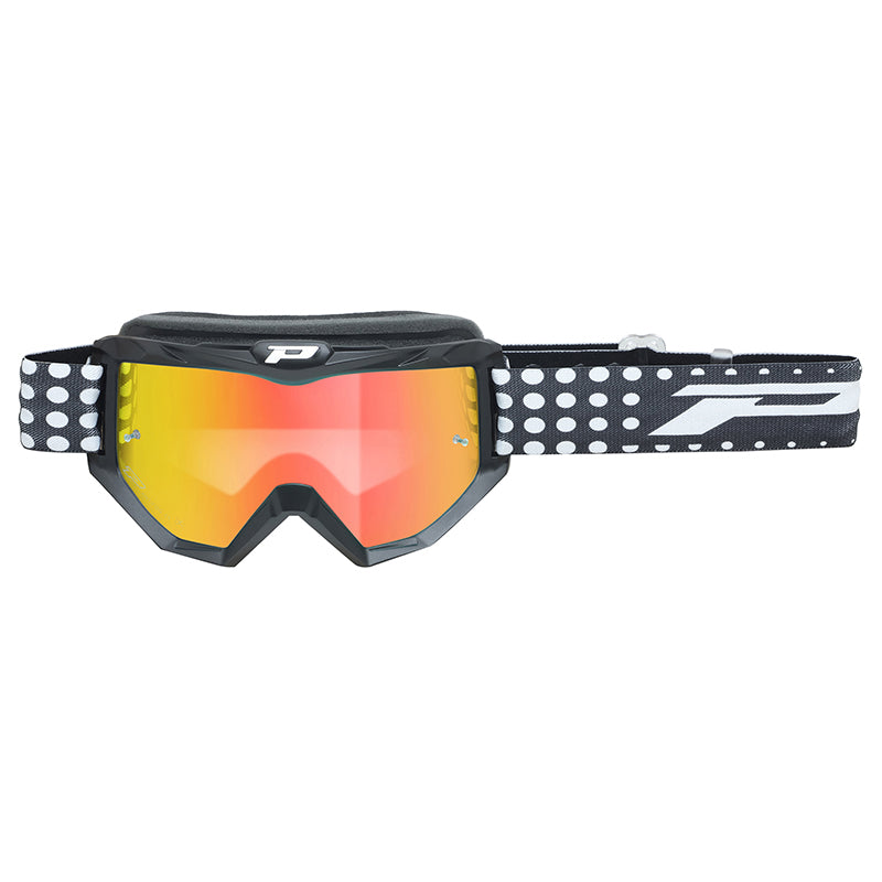 Masque-Lunettes Cross Progrip 3201 Fl Atzaki Multilayered Noir Mat Ecran Miroir Rouge Anti-Rayures-Anti U.V. Compatible