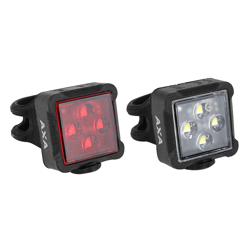 Éclairage Vélo A Pile Kit Sur Cintre-Tige De Selle Axa Niteline 44 Avec 4 Leds Noir, Avec Piles Cr2032 Autonomie + 40 He