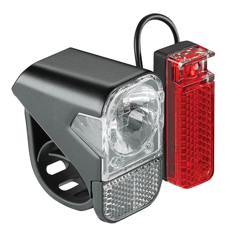 Éclairage Vélo A Pile Kit Axa Visto 3 Leds Noir Avec Interrupteur Livre Avec 3 Piles Aaa Et Fixations - Homologué