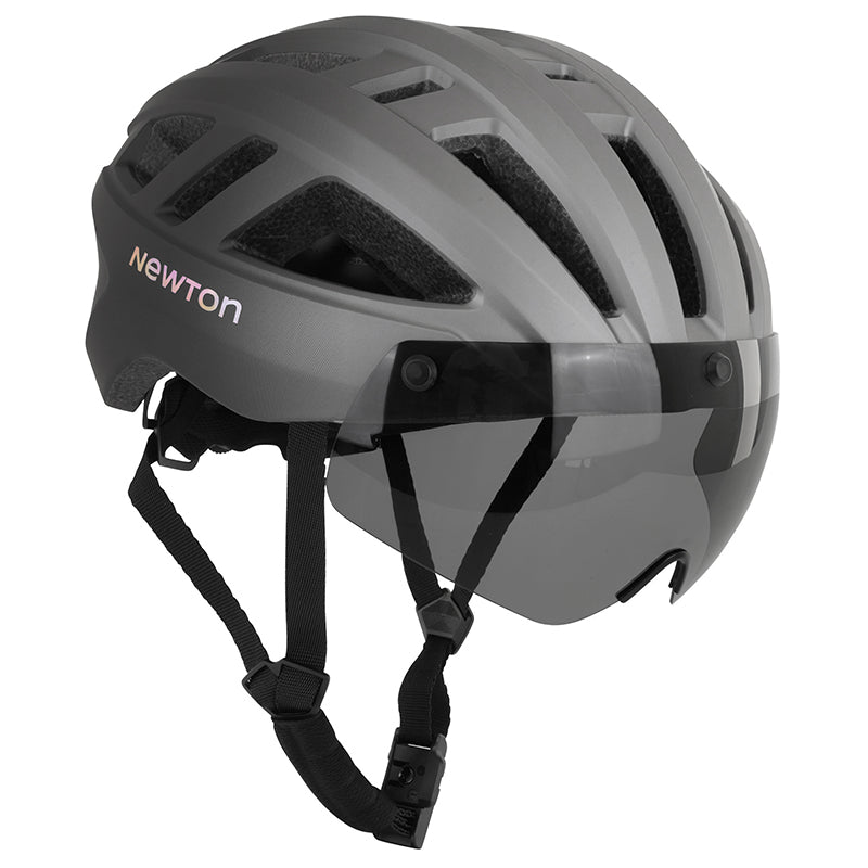 Casque Vélo Adulte Newton Urbain Venus Anthracite Mat Taille 55-58 Ecran Amovible Aimantee Réglage Molette 250 G