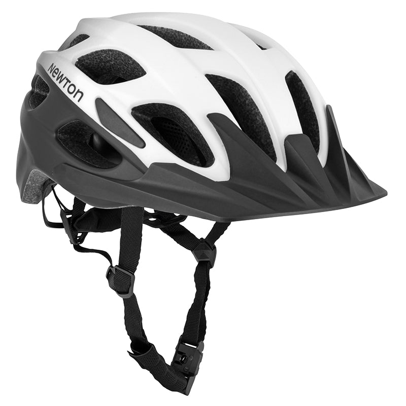 Casque Vélo Adulte Newton VTT Spartus Blanc-Noir Mat Taille 59-61 Réglage Molette 270 G