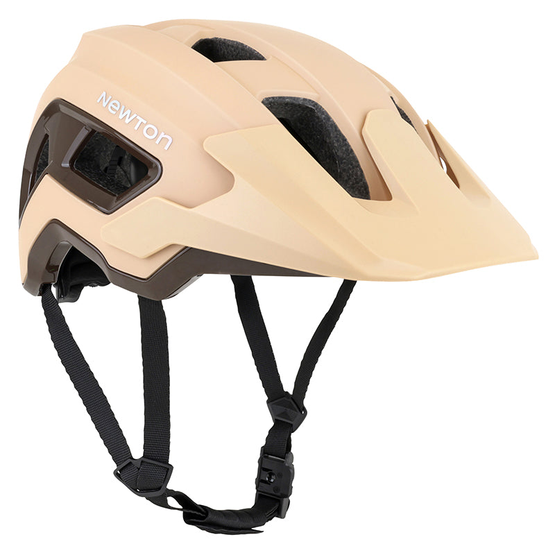 Casque Vélo Adulte Newton VTT Corsica Creme Insert Marron Taille 59-61 Visiere Réglable Réglage Molette 360 G