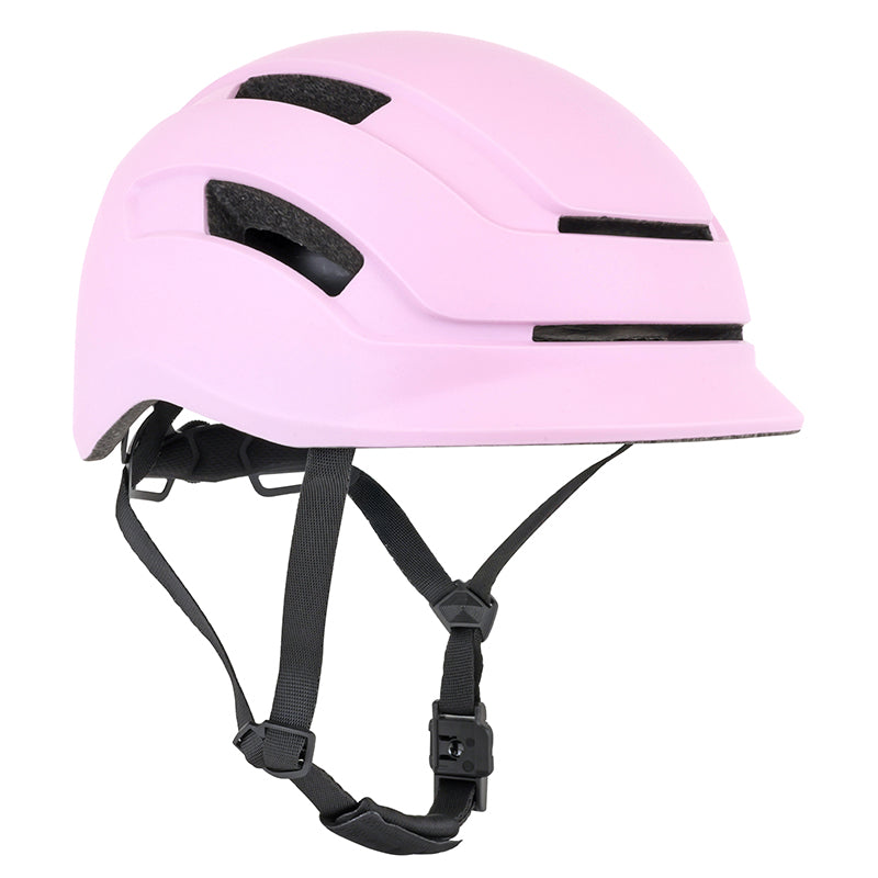 Casque Vélo Adulte Newton Urbain Commuter Rose Mat Taille 55-58 Réglage Molette - Éclairage Arrière Usb 270 G -Inclus Câ
