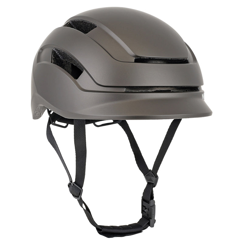Casque Vélo Adulte Newton Urbain Commuter Anthracite Mat Taille 55-58 Réglage Molette - Éclairage Arrière Usb 270 G -Inclus Câble-