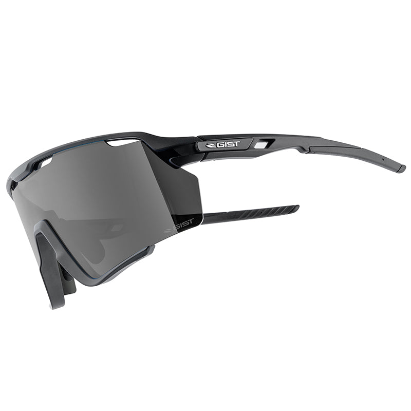 Lunettes Vélo Adulte Gist Nova Monture Noir Verre Fume Polycarbonate (Protection 100% Contre Uva, Uvb, Uvc Et Lumière Bl