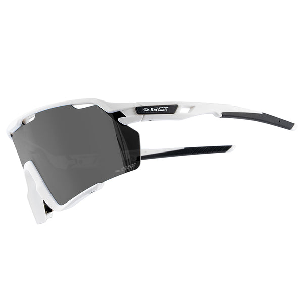 Lunettes Vélo Adulte Gist Nova Monture Blanc Verre Fume Polycarbonate (Protection 100% Contre Uva, Uvb, Uvc Et Lumière B