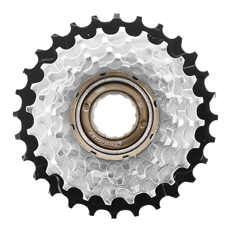 Roue Libre 6V. Sunrace 14-28 Argent-Noir Indexee (En Boite)