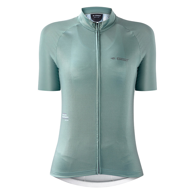 Maillot Gist Lady - Femme Manches Courtes Kin Zip Total Vert Sauge L
