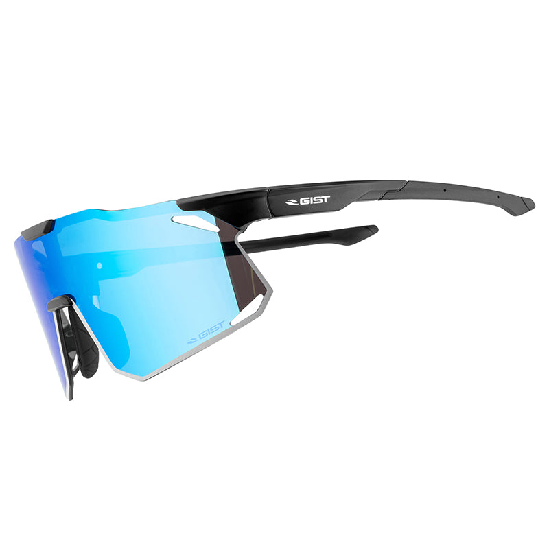 Lunettes Vélo Adulte Gist Eclipse Monture Noir Verre Bleu Polycarbonate (Protection 100% Contre Uva, Uvb, Uvc Et Lumière Bleue) Compatible Clip Verres Correcteurs Ref 225380