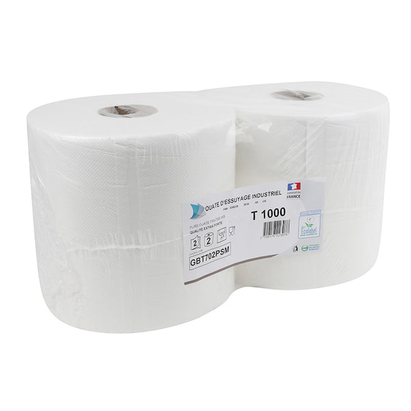 Papier Bobine Essuie-Main Blanc (2 Bobines - 800 Feuilles Dim 24X25 cm)