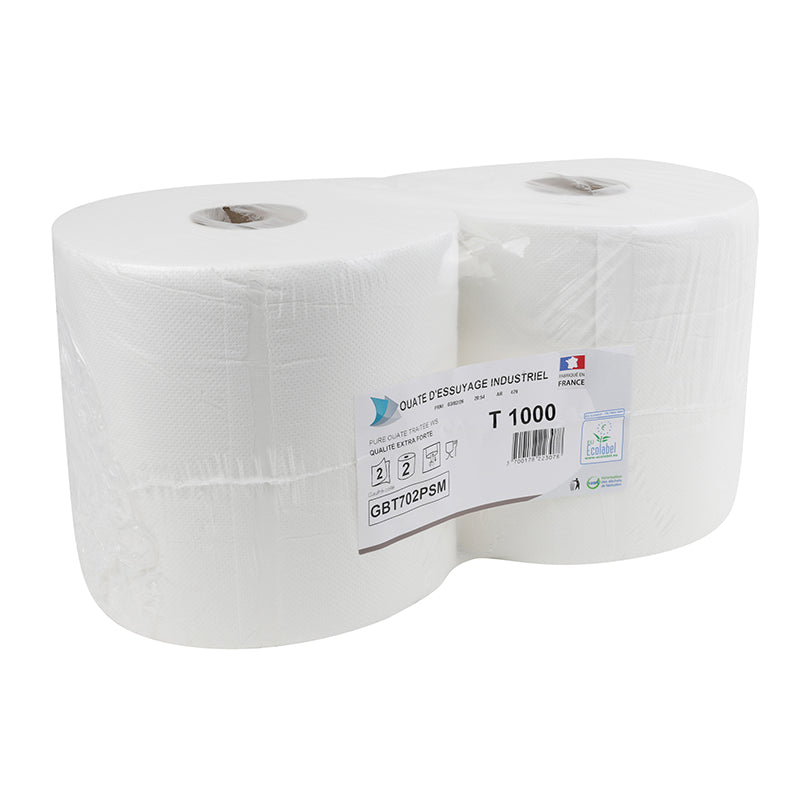 Papier Bobine Essuie-Main Blanc (2 Bobines - 800 Feuilles Dim 24X25 cm)