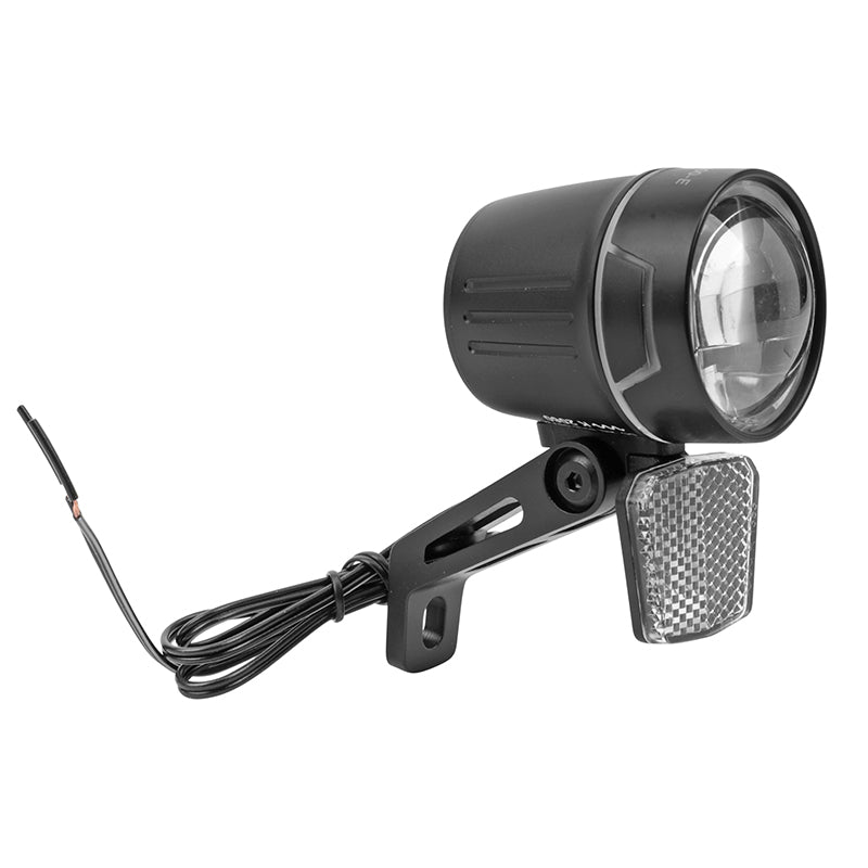 Éclairage Vélo VAE - E-Bike Avant Sur Fourche Marwi Lumo 100-E 6-48V 100Lux Noir (Vendu A L'Unite Sur Carte) -Homologati
