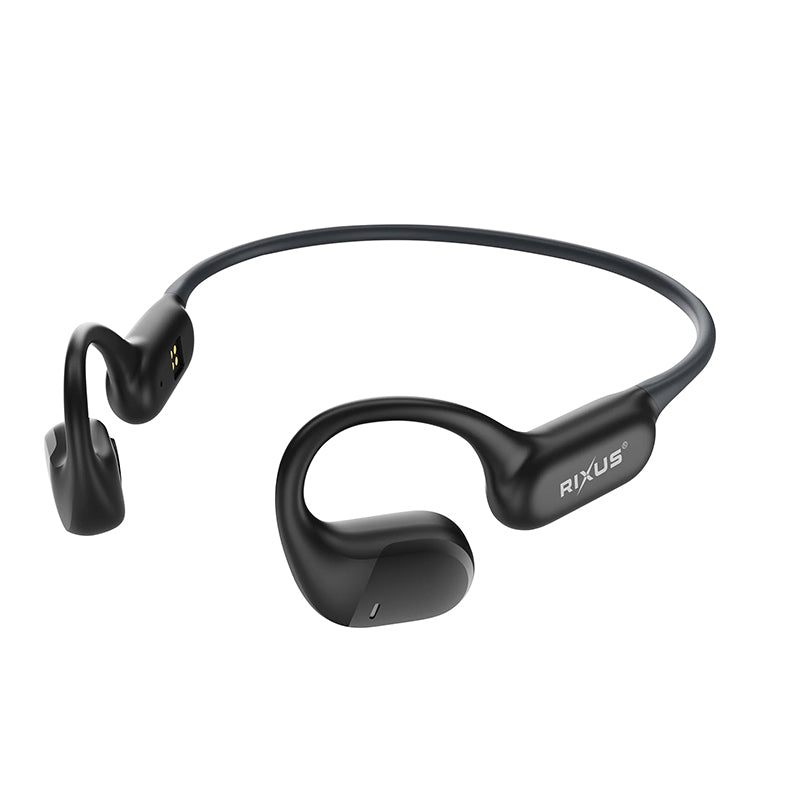 Ecouteur Oreille Libre-Casque Oreille Libre Rixus Bluetooth 6.0 Noir 180 Mah, Autonomie 17H, Ipx5 (Inclus Câble Usb-A) -