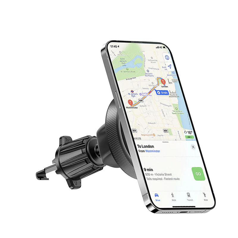 Support Smartphone-Telephone Rixus Universel Rond Magnetique Rotation 360° Gris Fixation Grille Ventilation Voiture (Ve