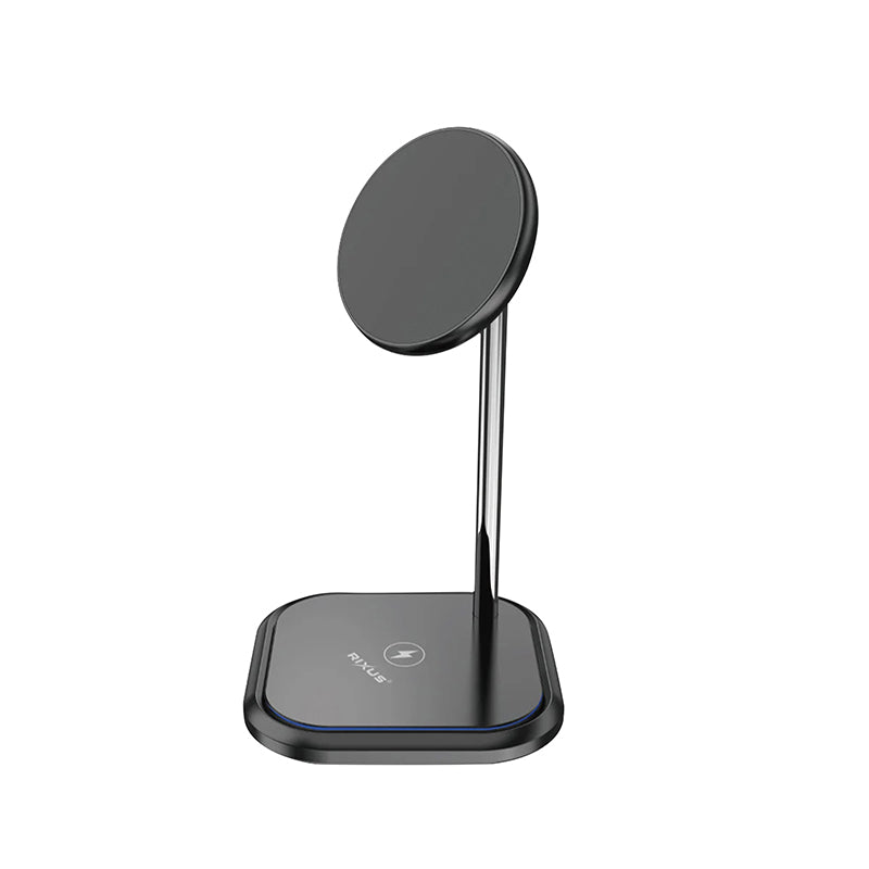 Station De Charge Smartphone-Telephone-Ecouteur Rixus Universel Sans Fil Magnetique A Induction Sur Pied Noir 15W 12V (Vendu A L'Unite) -Rxwc55-