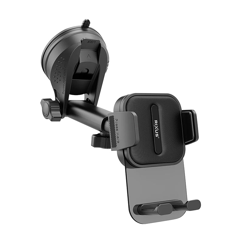 Support Smartphone-Telephone Rixus Universel A Pince Rotation 360° Noir Fixation A Ventouse Pour Pare-Brise Voiture (Vendu A L'Unite) -Rxhw11-